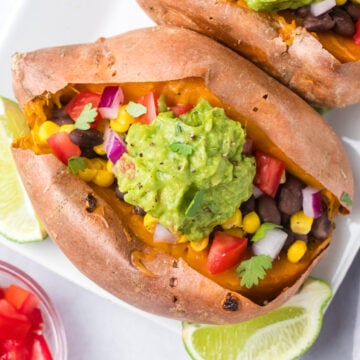 Black bean stuffed sweet potato.