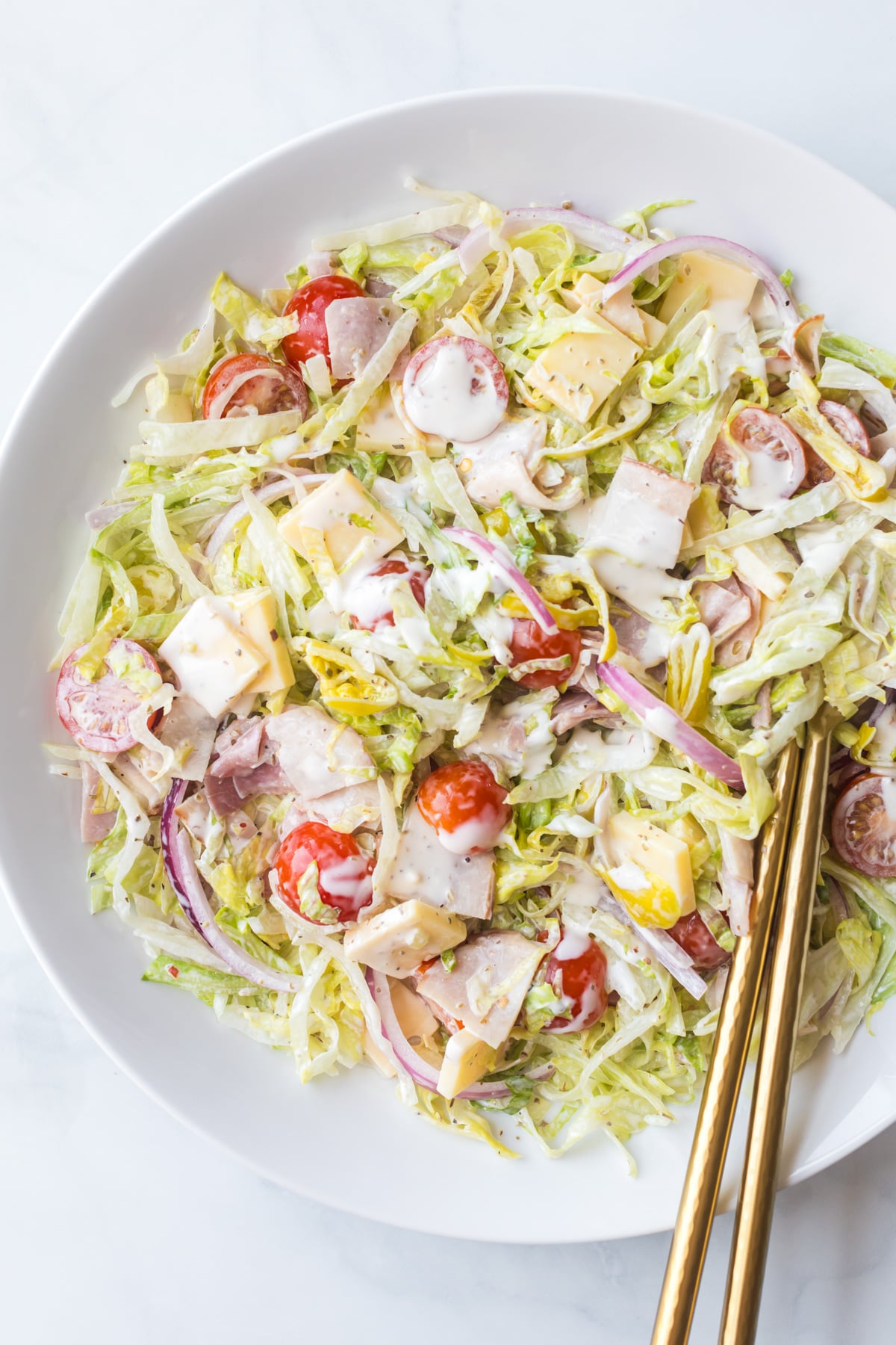 Grinder salad in bowl.
