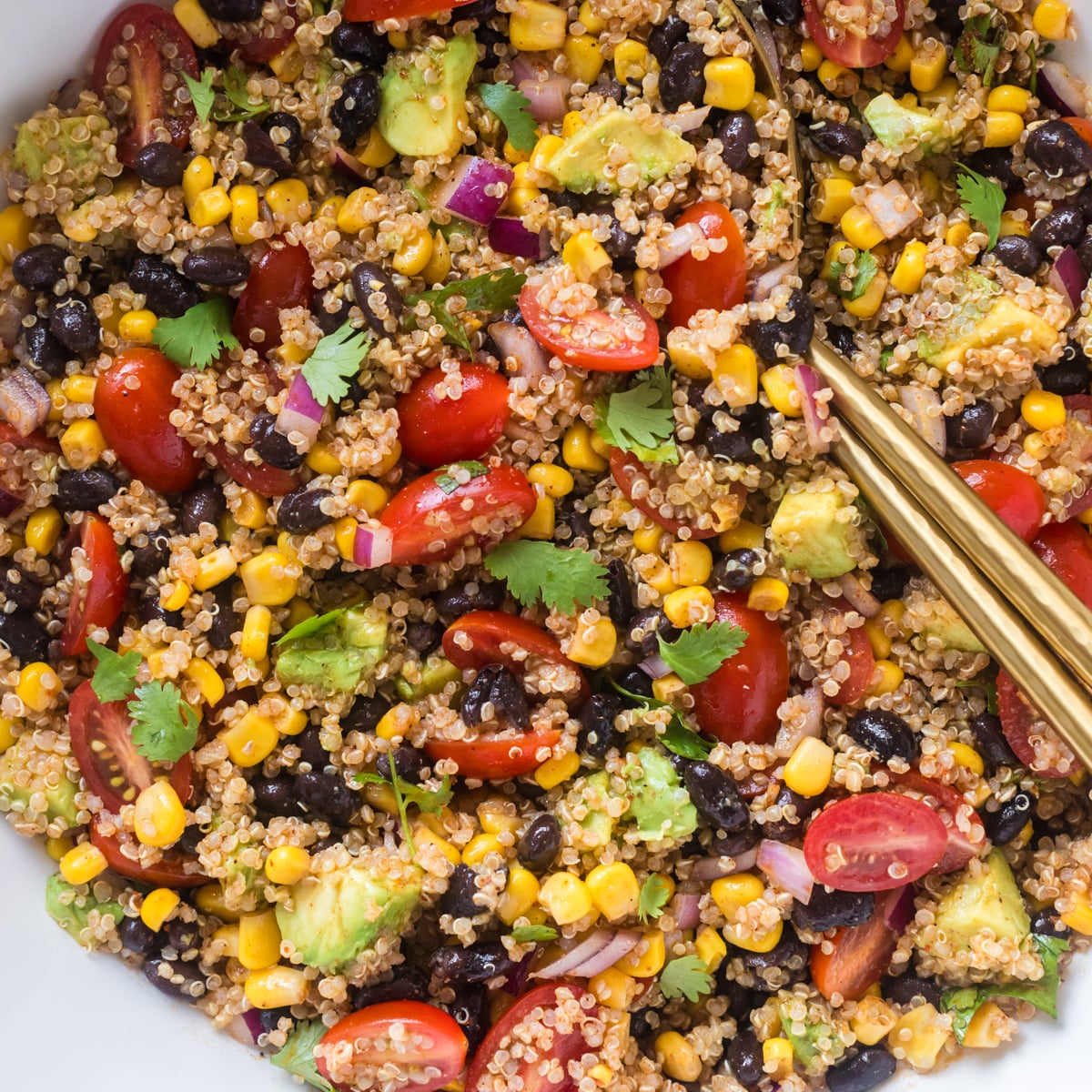 Southwest quinoa salad with avocado.