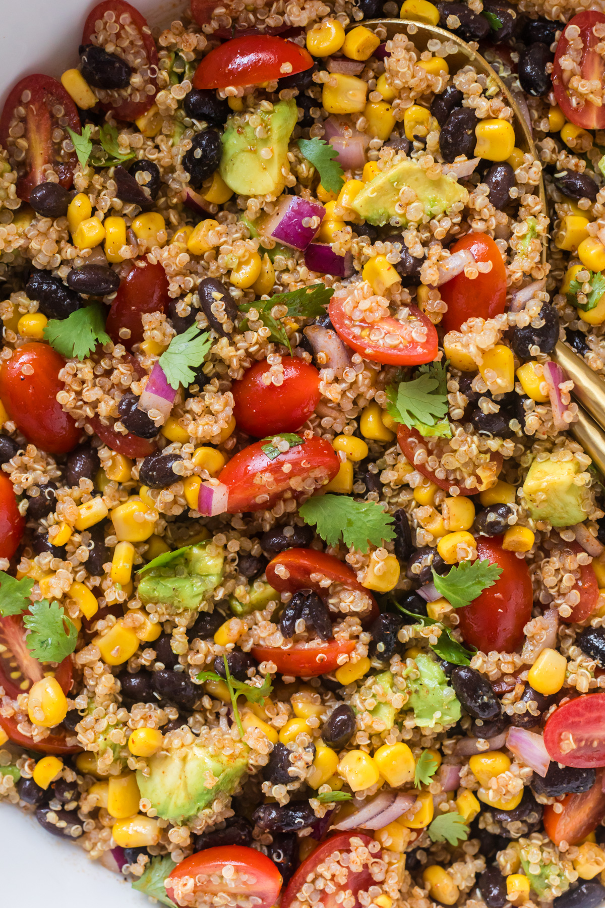 Southwest quinoa salad with chili lime dressing.