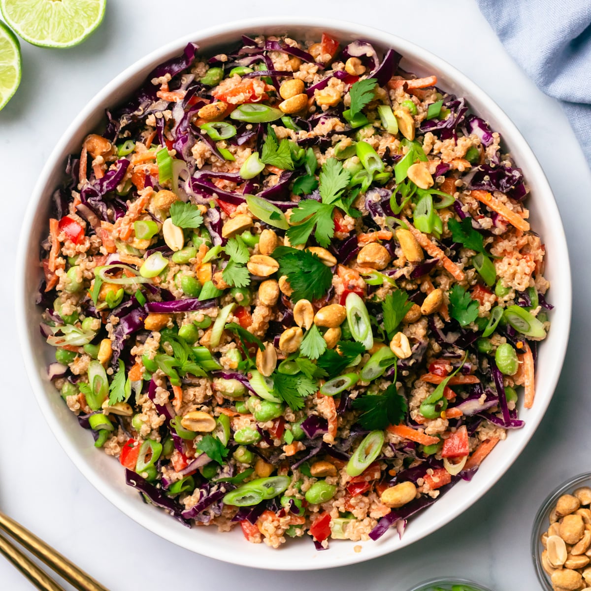 Edamame crunch salad with peanuts.