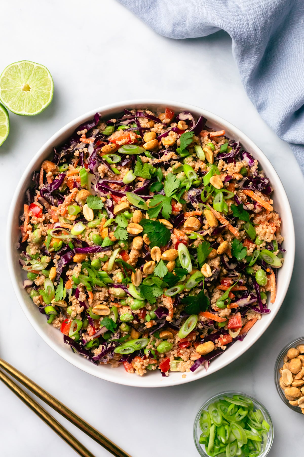Edamame crunch salad in bowl.