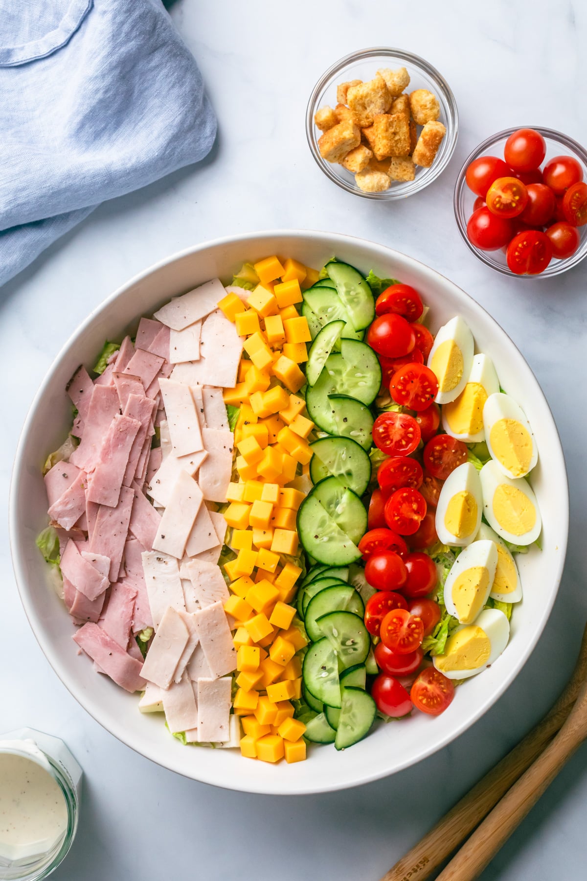 Chef salad ingredients.
