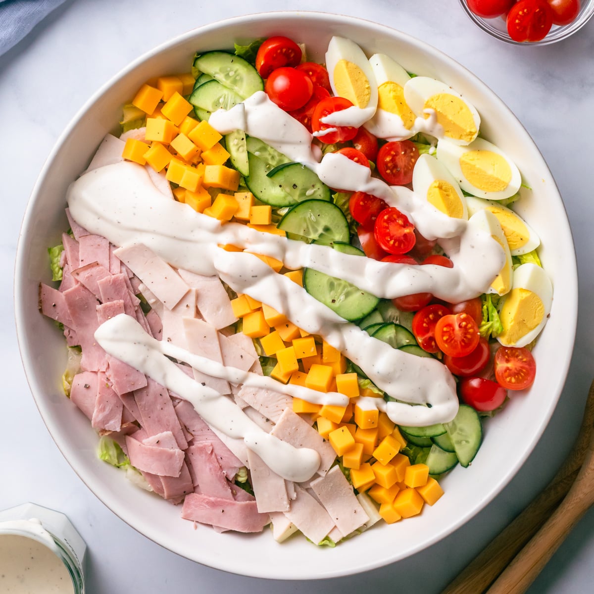 Chef Salad with ranch dressing.