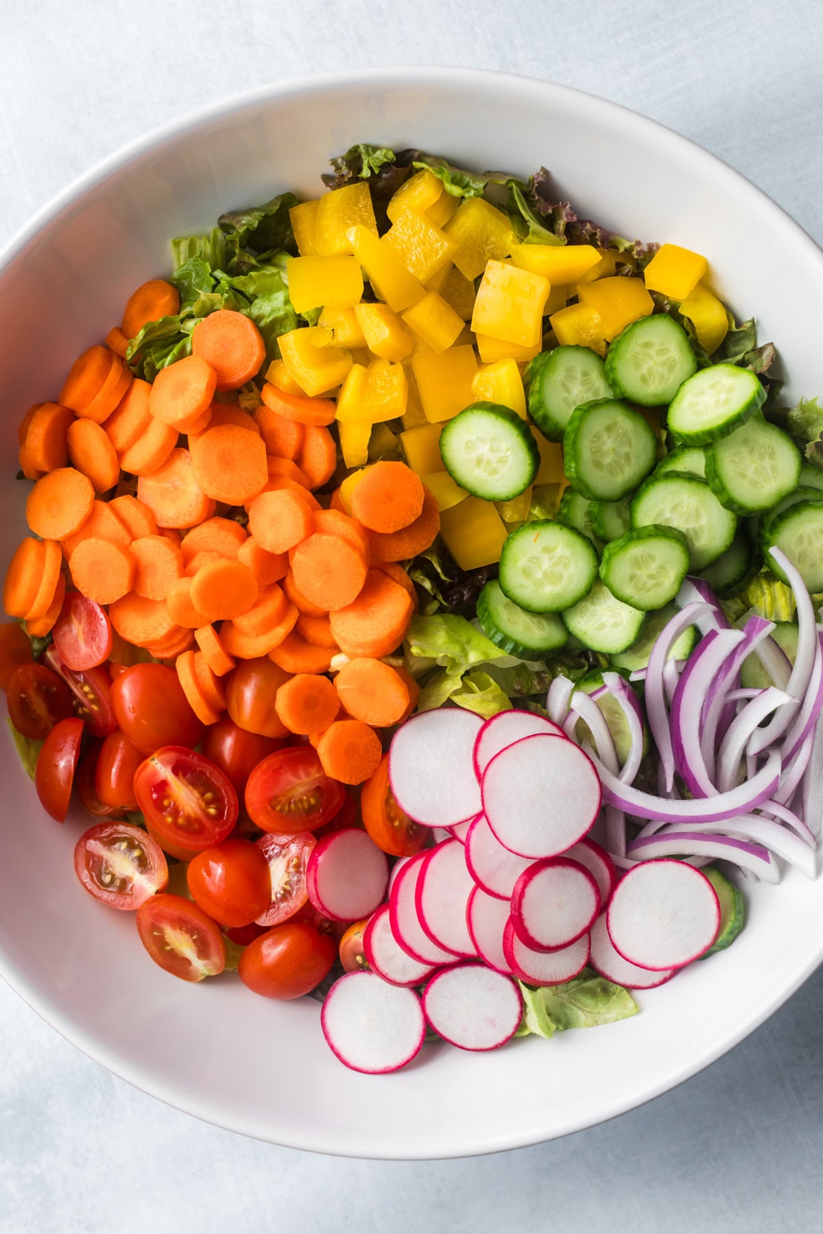 Garden salad ingredients.