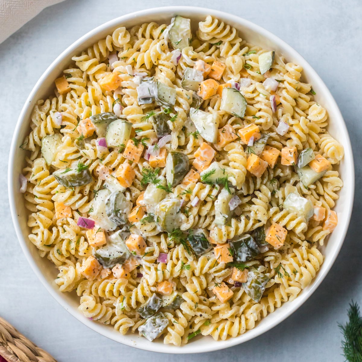 Dill Pickle Pasta salad.