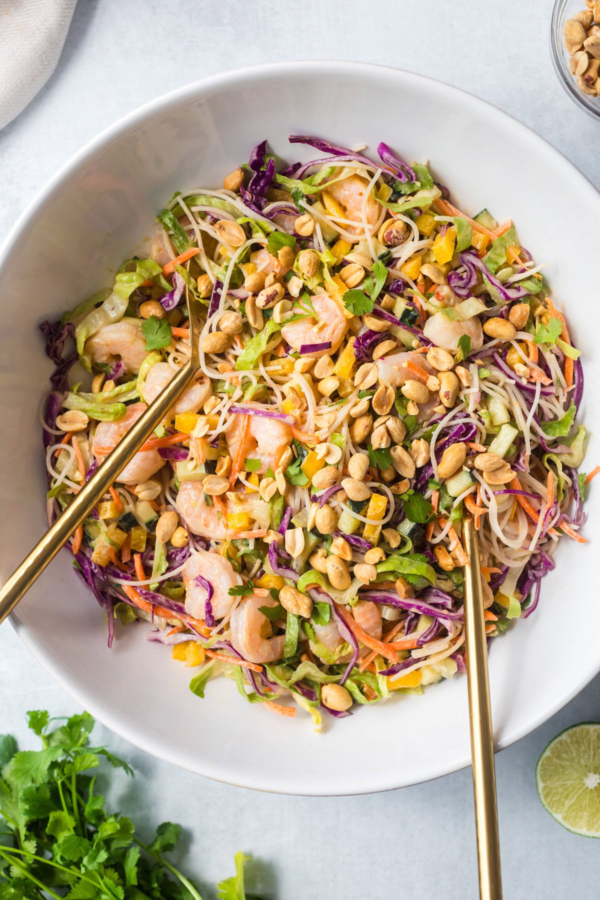 Spring roll salad with shrimp.